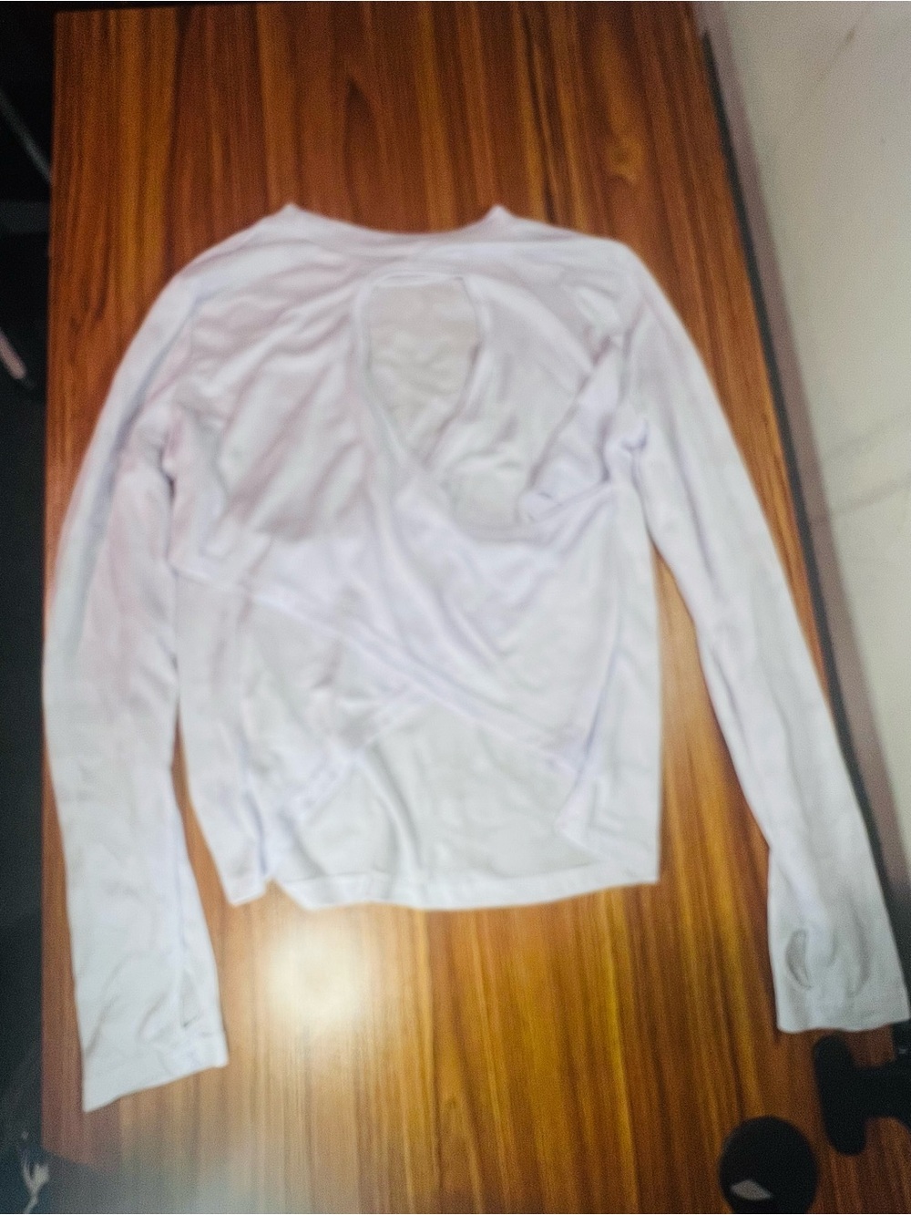 SHEIN White Long Sleeve V-Neck Wrap-Style Top